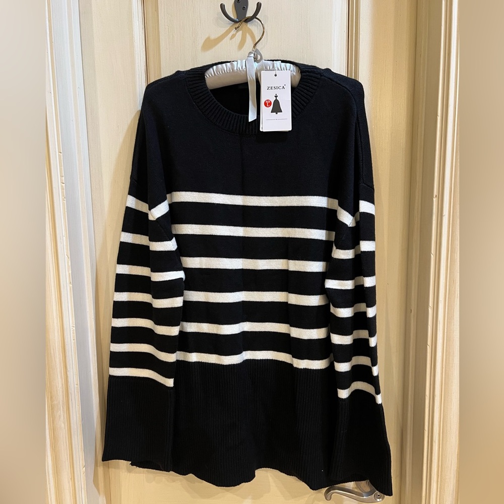 Black and white striped sweater